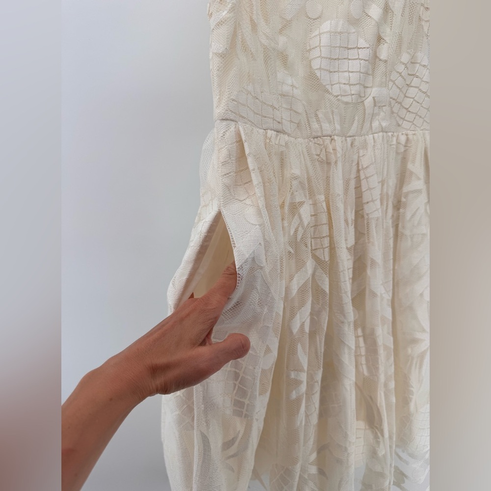 Anthropology White Pineapple Dress Sz. 4 - Picture 5 of 10